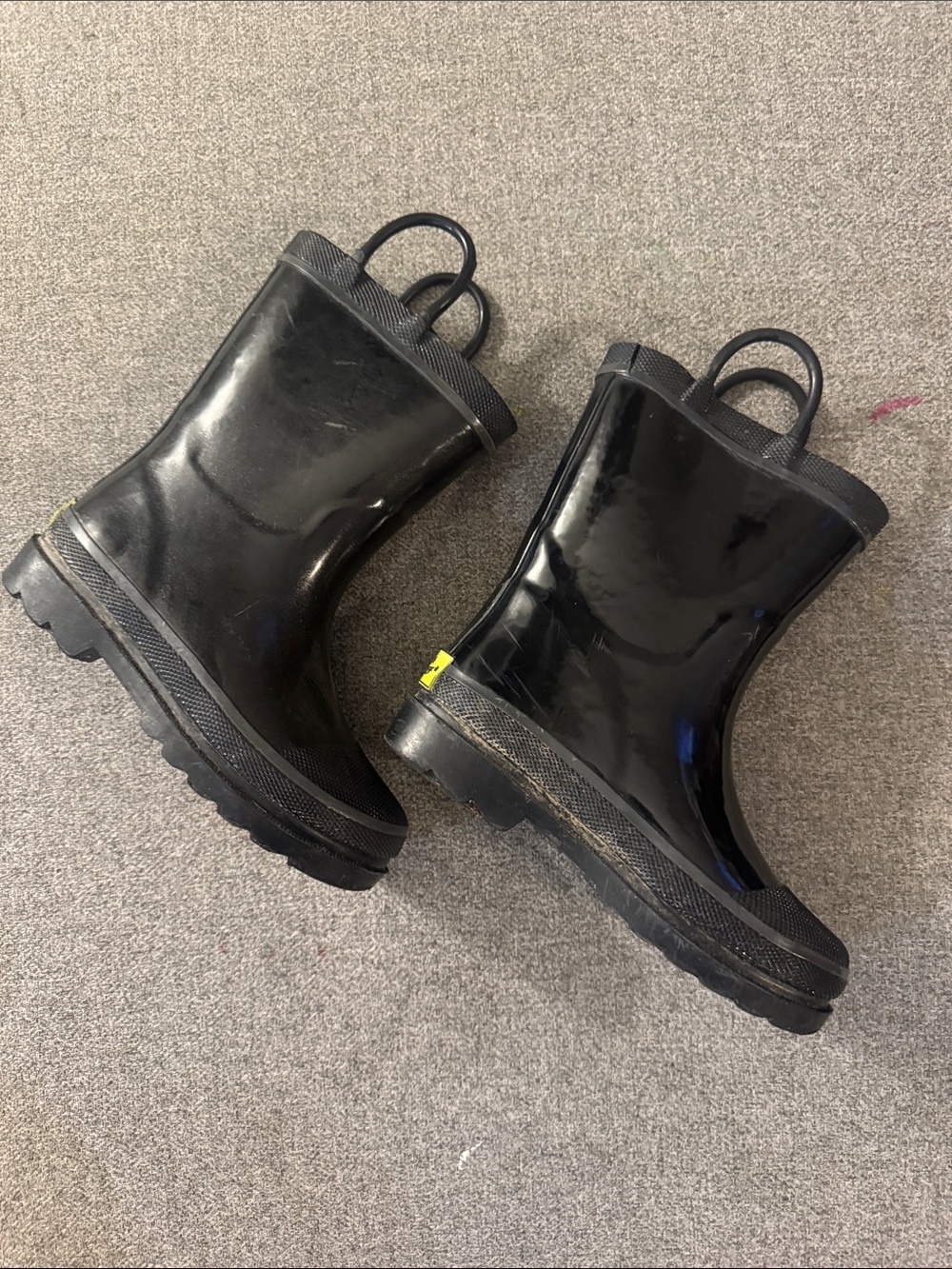 5/$15- Black Glossy Kids Rain Boots with Pull Loops